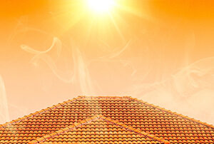 hot summer sun blazing on roof of residential home