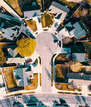 aerial view of a neighborhood