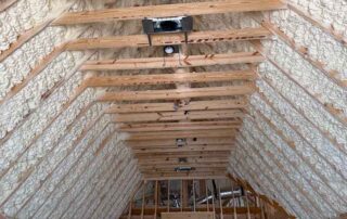 Full attic interior view of spray foam insulation, Full attic interior view of spray foam insulation,