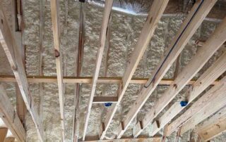 Spray foam insulation between ceiling joists. Spray foam insulation between ceiling joists.